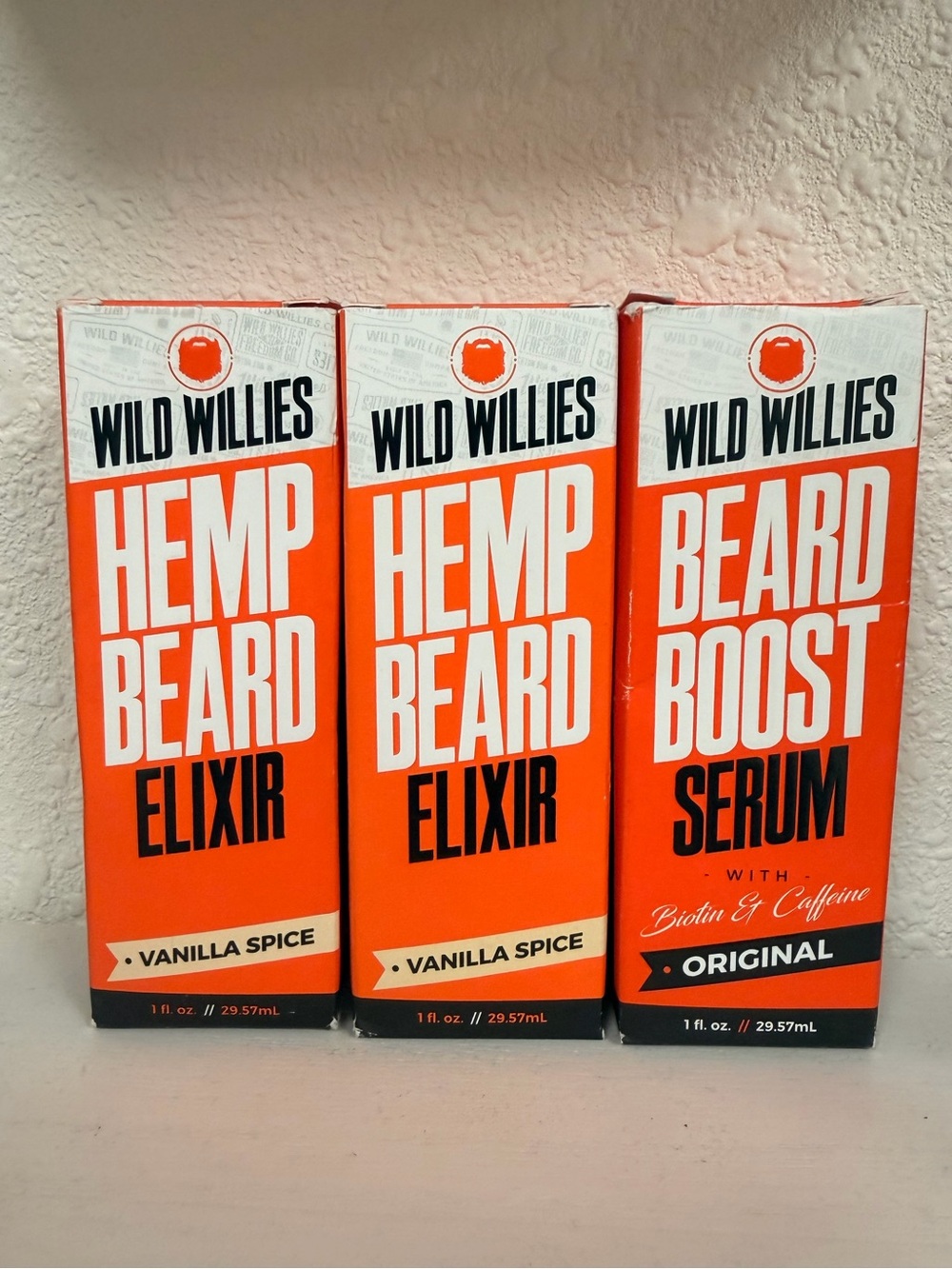 Wild Willies Beard Elixir & Boost Serum 3-Pack Vanilla Spice NEW